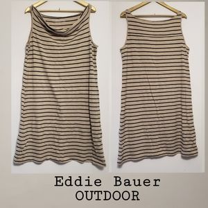 EUC EDDIE BAUER Sleeveless Striped Cowl Midi Dress